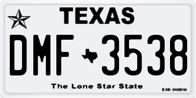 TX license plate DMF3538