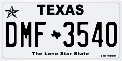 TX license plate DMF3540