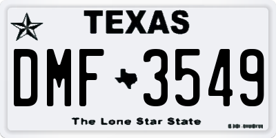 TX license plate DMF3549