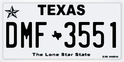 TX license plate DMF3551