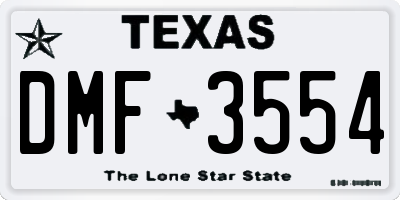 TX license plate DMF3554