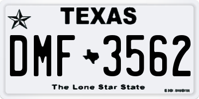 TX license plate DMF3562
