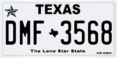 TX license plate DMF3568