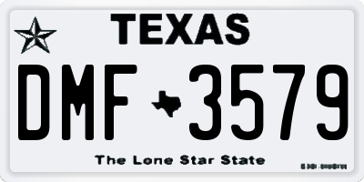 TX license plate DMF3579