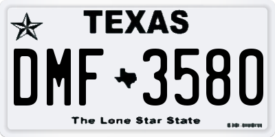 TX license plate DMF3580