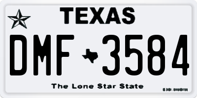 TX license plate DMF3584