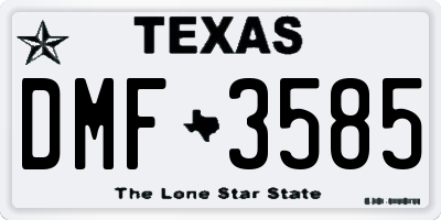 TX license plate DMF3585
