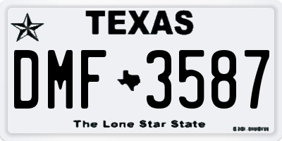 TX license plate DMF3587