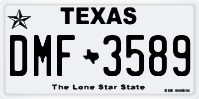 TX license plate DMF3589