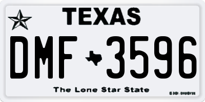 TX license plate DMF3596