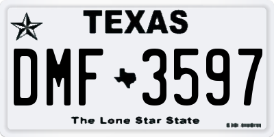 TX license plate DMF3597