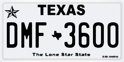 TX license plate DMF3600