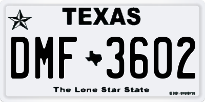 TX license plate DMF3602