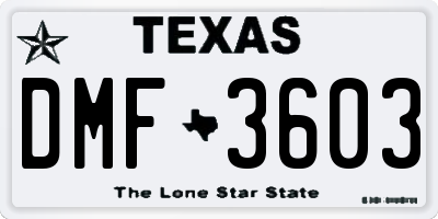 TX license plate DMF3603