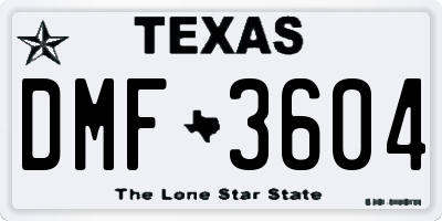 TX license plate DMF3604