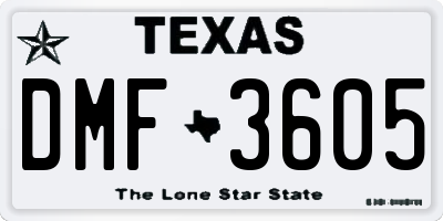 TX license plate DMF3605