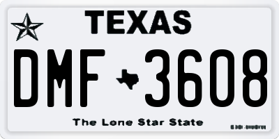 TX license plate DMF3608