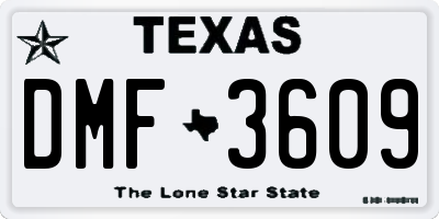 TX license plate DMF3609
