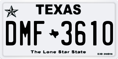TX license plate DMF3610