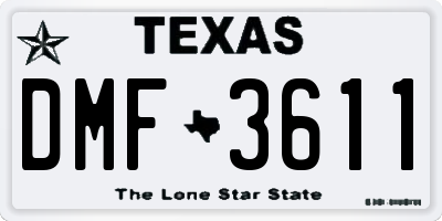 TX license plate DMF3611