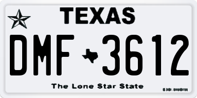 TX license plate DMF3612