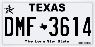 TX license plate DMF3614