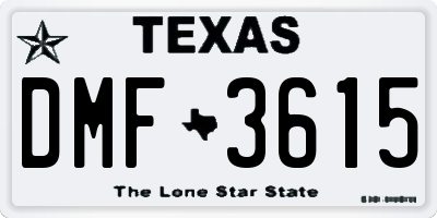 TX license plate DMF3615
