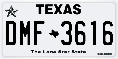 TX license plate DMF3616
