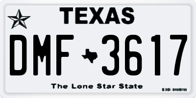 TX license plate DMF3617