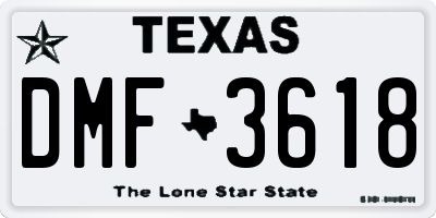 TX license plate DMF3618