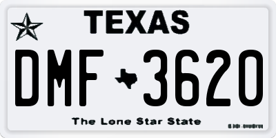 TX license plate DMF3620