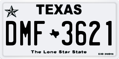 TX license plate DMF3621