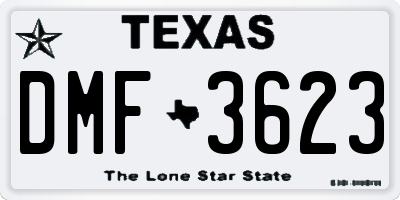 TX license plate DMF3623