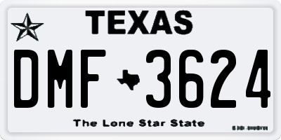 TX license plate DMF3624