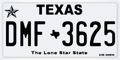 TX license plate DMF3625