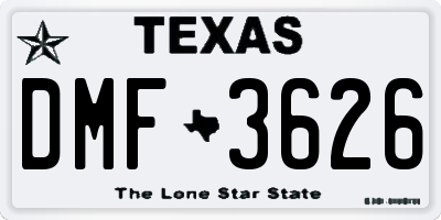 TX license plate DMF3626
