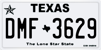 TX license plate DMF3629