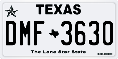 TX license plate DMF3630