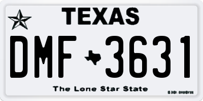 TX license plate DMF3631