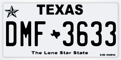 TX license plate DMF3633