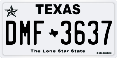 TX license plate DMF3637