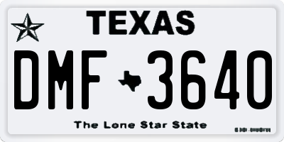 TX license plate DMF3640