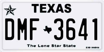 TX license plate DMF3641