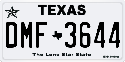 TX license plate DMF3644