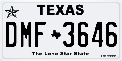 TX license plate DMF3646