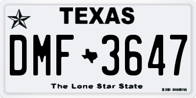 TX license plate DMF3647