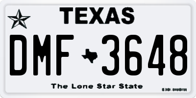 TX license plate DMF3648
