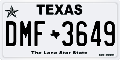 TX license plate DMF3649