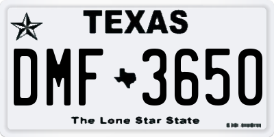 TX license plate DMF3650