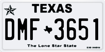 TX license plate DMF3651
